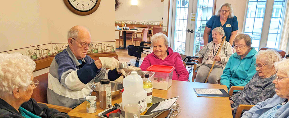 One of the gentleman showed the Baking Group how to make his famous tea biscuits